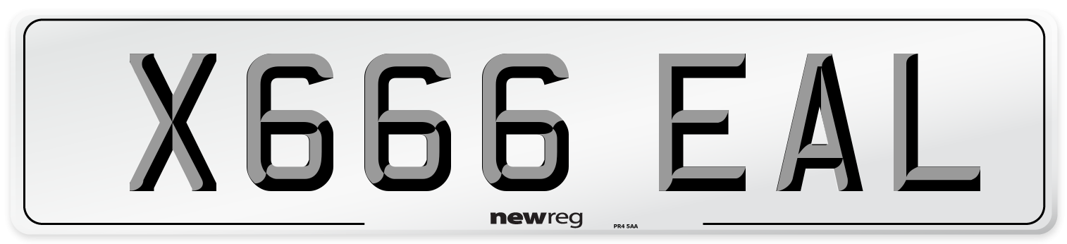 X666 EAL Number Plate from New Reg